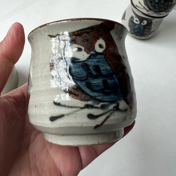 Set of 4 Vintage Owl Cups - Picture 6 of 13